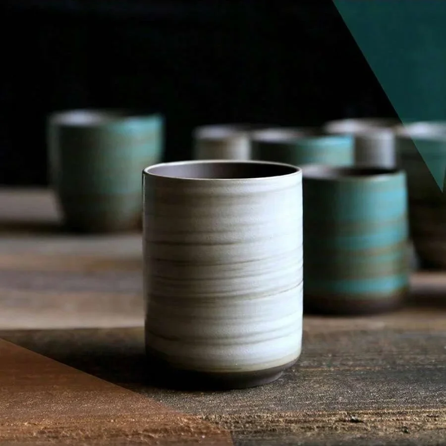 Coffee Tea Uses - Tazza in gres Crackle smaltata dipinta